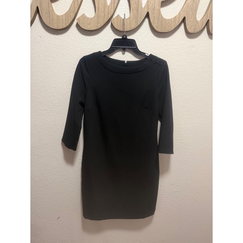 Banana Republic Womens Black 3/4 Sleeve Button Shoulder Sheath Dress Size 4